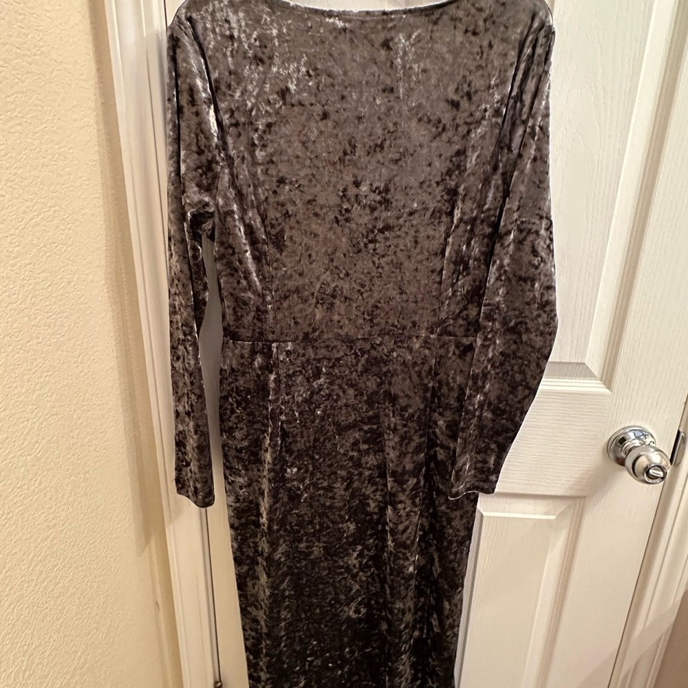 Mango Velvet Wrap Dress in Olive Green - Picture 6 of 6